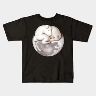 Cute sleeping lamb on the moon Kids T-Shirt